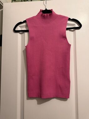 Sleeveless Mock Neck Knit Tank Top - Pink